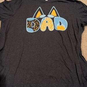 Dad Graphic Tee - Charcoal with Blue and Yellow Accents